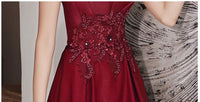 Engagement Strap Evening Dress Simple Atmosphere Wine Red