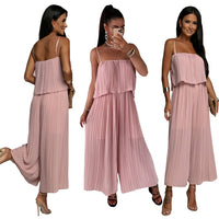 Strap Tube Top Pleated Loose Fashion Jumpsuit
