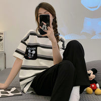 Summer Pajamas Women's Short-sleeved Trousers Cotton Two-piece Set