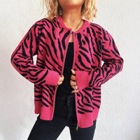Color Block Zebra Stripes Round Neck Fashion Leisure Commute Women's Sweater