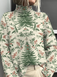 Abstract Printing Casual Cloak Turtleneck Pullover Women