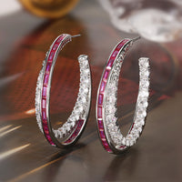 European And American Style Silver Needle Earrings With Zirconia, Light Luxury And High-end Fashion Sense