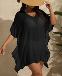 Simple V-neck Ruffle Beach Dress Bikini Cover-Up