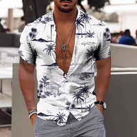 Men's Shirt Printed Beach Short Sleeve Top