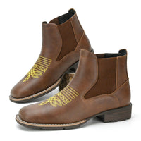 Embroidered Slip-on Chelsea Boots Men's Martin Boots
