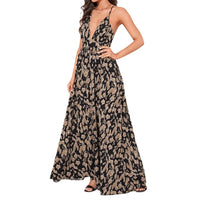 Printed V-Neck Sexy Long Slip Dress For Women
