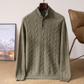 Men's Half-height Henry Collar Button Twisted Thickened Cable-knit Sweater