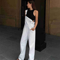 Korean Style Loose Straight Jumpsuit Mopping Wide Leg Pants