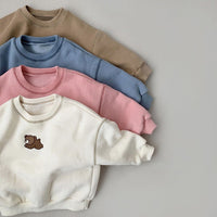 Boys And Girls Embroidered Bear Casual Sweater Set