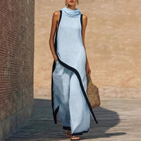 Irregular-cut Hooded Sleeveless Set