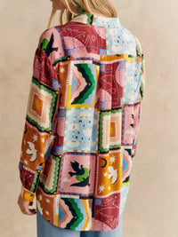 Fashionable All-match Printed Casual Cardigan Lapel Single Breasted Shirt