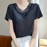V-neck Loose-fit Short-length Short-sleeve T-shirt