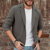 Cotton-linen Loose-fit Solid-color Lightweight Regular Casual Blazer