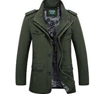 Washed Jacket Men's Cotton Plus Size Mid-length Trench Coat Coat Stand Collar