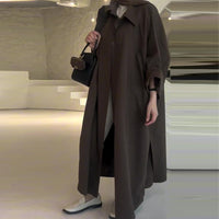 Solid Color Simple Style Loose Versatile Trench Coat Coat