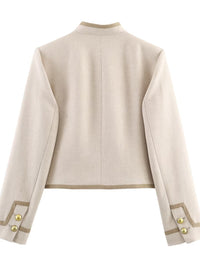 Design Padded Shoulder Rope Knot Button Jacket Coat