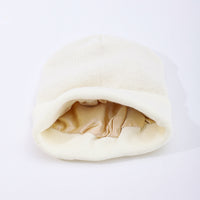 Womens Hair-protecting Warming Knitted Satin Beanie