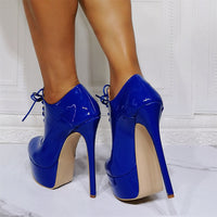 European And American Lace-up Stiletto Ankle Boots