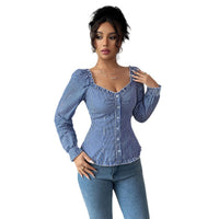 Hot Girl Style Striped Long-sleeved T-shirt Blouse Women