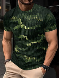 Men's 3D Digital Print Crewneck Short-Sleeve T-Shirt