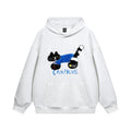 American High Street Flocking Embroidered Kitten Loose Hooded Sweater Men