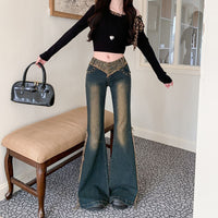 Vintage Rose Stitching Edging Skinny Jeans