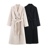 Women's Blend With Belt Long Overcoat Outerwear
