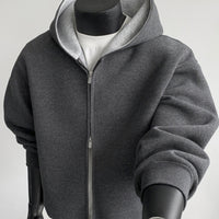 Casual Cropped Patchwork Cardigan Hoodie