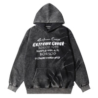 Distressed Tie-dyed Letter Printed Men's Loose Street Pullover Long Sleeve Sports Hoodie