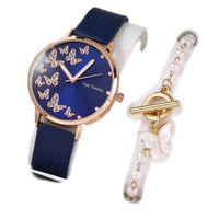 Fashion Lady Temperament Belt Watch Casual Versatile Niche Butterfly Diamond Surface Quartz Watch