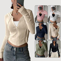Top Slim Fit Sports Hoodie Short Zipper Hooded Sweatshirt