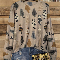 Women's Printed Pullover Round Neck Thick Striped Sweater