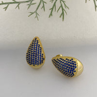 Copper Inlaid Color Melon Seed-shaped Earrings Simple