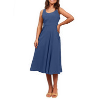 Pocketless Sleeveless Crew-Neck Elegant Womens Dress