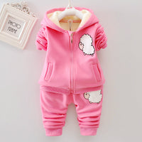 Children's Bear Hooded Two-piece Gold Velvet Set