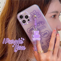 Cute Purple Transparent Bear Suitable Mobile Phone Case