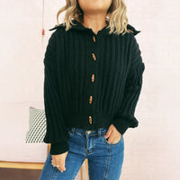 Lapel Long Sleeve Vintage Single-breasted Commute Leisure Thick Sweater