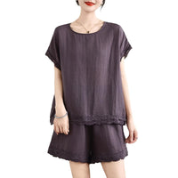 Loose-fitting Slimming Lace-trimmed Two-piece Set