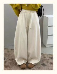 Korean-style Drawstring High-waist Versatile Cropped Tapered Pants For Women