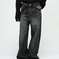 New American High Street Pu Handsome Mop Straight Loose Jeans