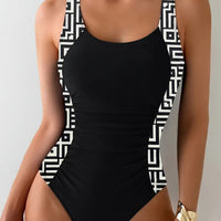 Womens Plus-Size Backless Slim-Fit One-Piece Swimsuit