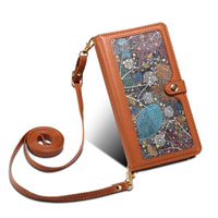 Women's Multi-card Zipper Painted Leather Case