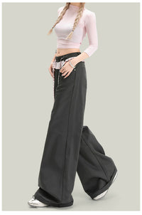 American-style Vintage Lace-panelled Casual Pants