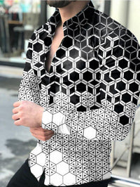 New Men's Lapel Casual Youth Printed Top