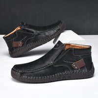 Flat Handmade Leather Shoes Spring High-top Plus Size