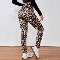 Leopard Print Cashmere Leggings High Waist Slimming And Velvet Padded Warm Side Pocket