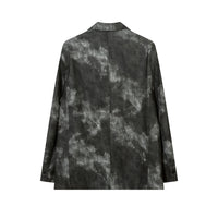 Men's Autumn Tie-dye Contrast Color Suit Collar PU Leather Jacket Coat