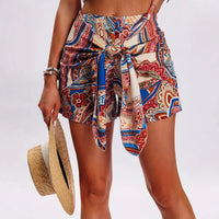 Slimming Lace Up Printed Irregular Skirt For Women
