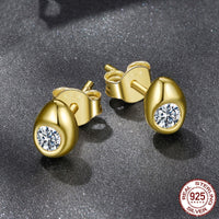 Water Drop Moissanite Stud Earrings Simple Advanced Texture S925 Sterling Silver