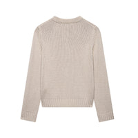 Diamond Pattern Contrast Color Round Neck Long Sleeve Knitted Coat